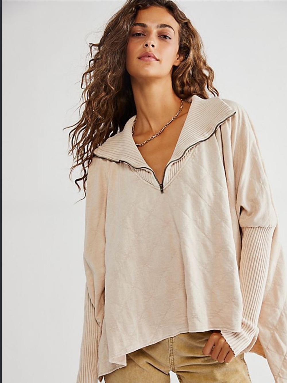 Free People FP One Shiloh Sweatshirt Pullover in Sand/ Beige Size X- Small